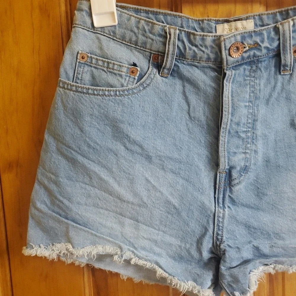 Brixton‎ 27 Denim Shorts Womens Light Blue High Rise Frayed Button Fly Cutoff